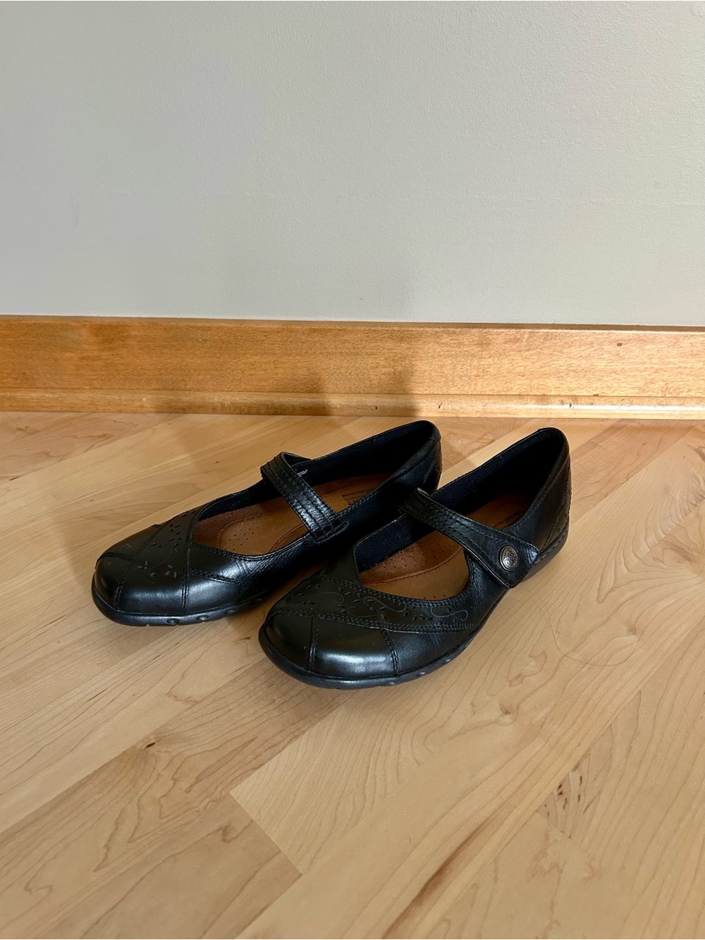 Rockport Cobb Hill Petra Mary Jane Flats – Black Leather | US Women’s 7.5